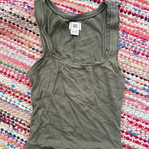 BDG Sage Green Ribbed Tank Top